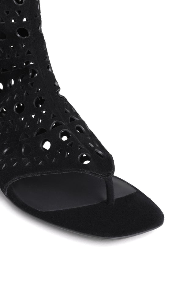 SANDALES TONG VIENNE MONTANTES EN CUIR VELOURS