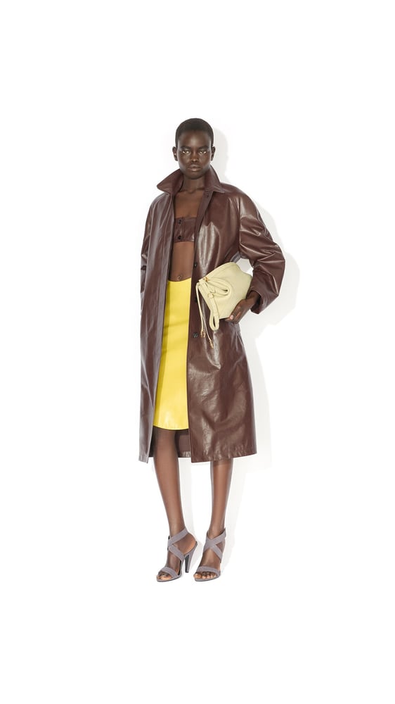 ENSEMBLE MANTEAU ET BRALETTE EN CUIR