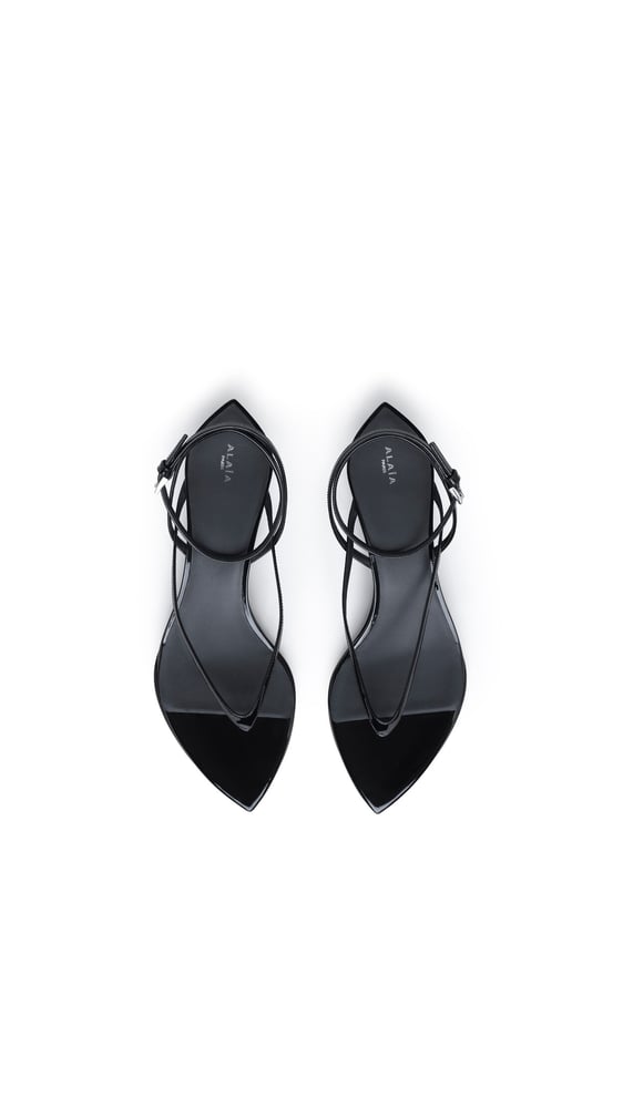SANDALES INVISIBLE EN CUIR VERNI
