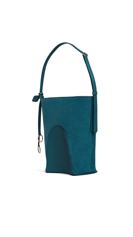 SAC HIP BUCKET SMALL BI-MATIÈRE EN CUIR