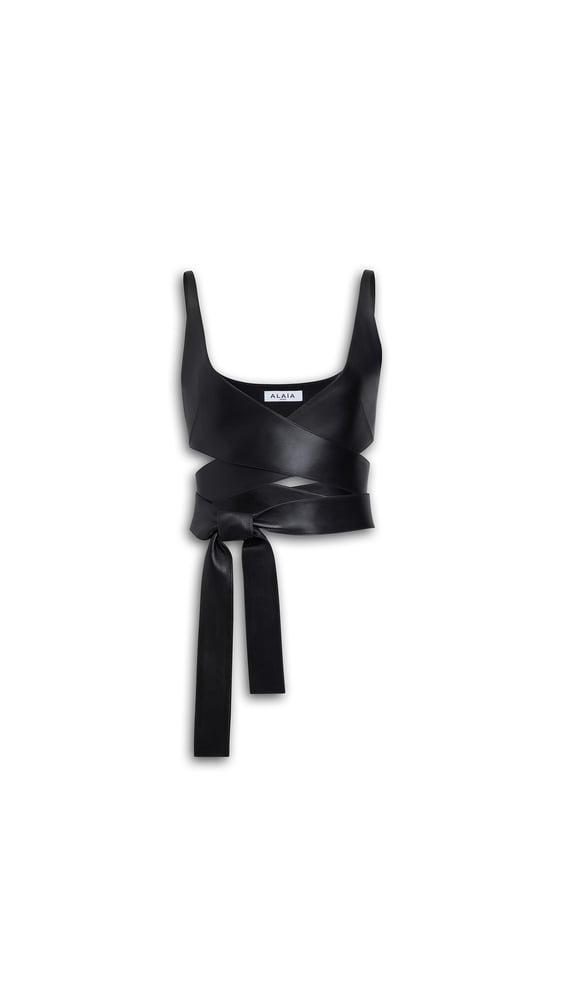 TOP CROISÉ EN CUIR