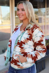 Western Aztec Zipper Fleece Jacket