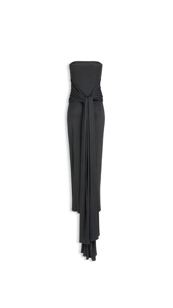 ROBE BUSTIER FLUIDE EN JERSEY