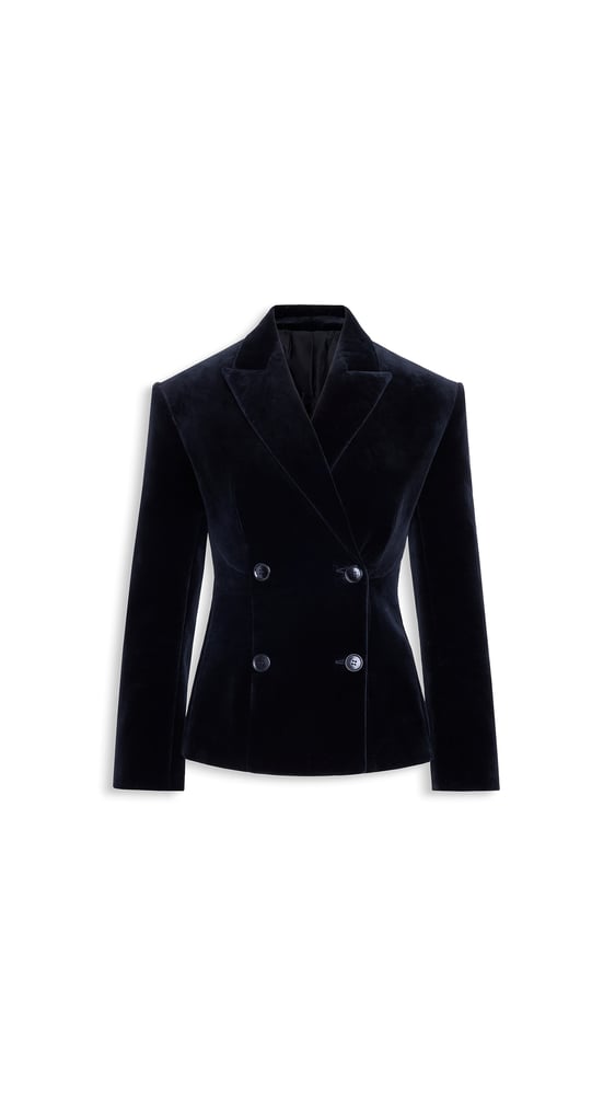 VESTE À DOUBLE BOUTONNAGE EN VELOURS