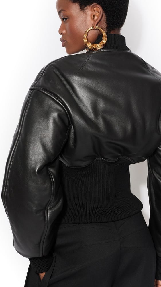 BOMBER CINTRÉ EN CUIR