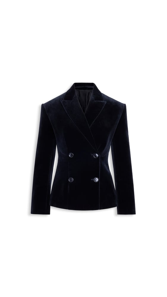 VESTE À DOUBLE BOUTONNAGE EN VELOURS