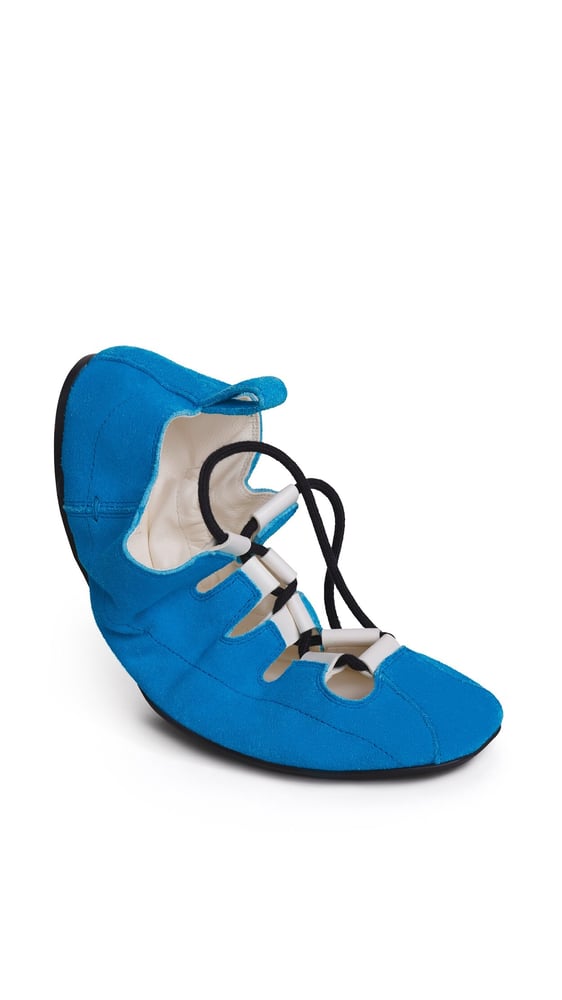 BALLERINES À LACETS FOLD EN CUIR VELOURS