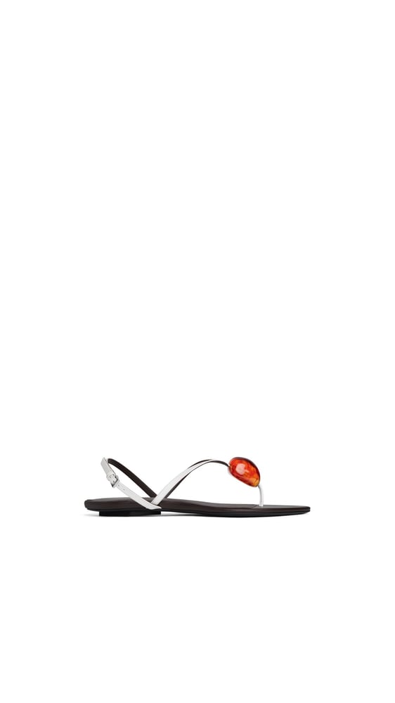 SANDALES TONG BIJOU EN CUIR VERNI