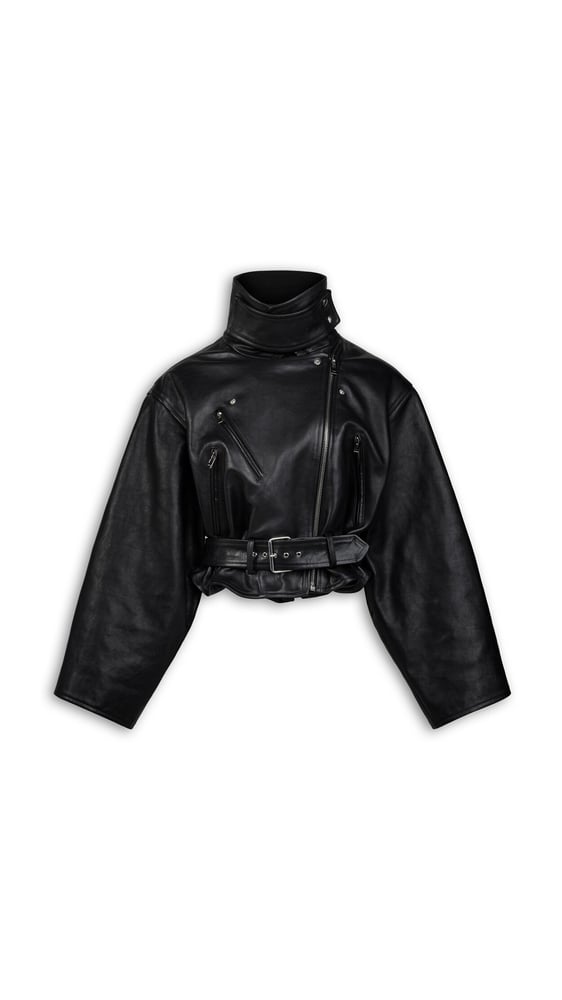 VESTE BIKER SUPERPOSÉE EN CUIR