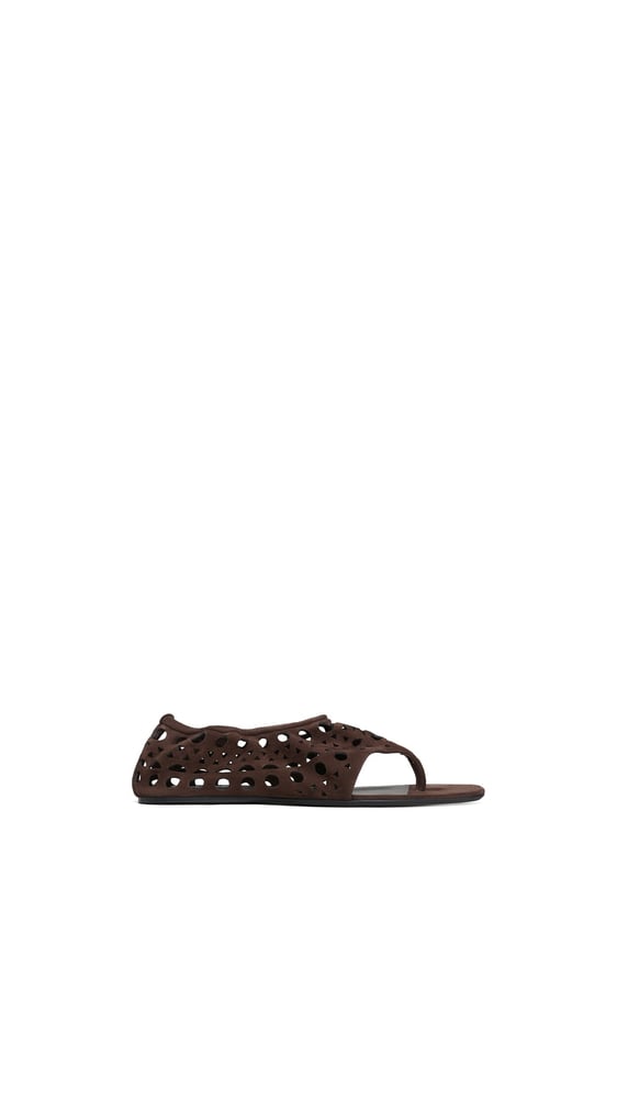 SANDALES TONG VIENNE EN CUIR VELOURS
