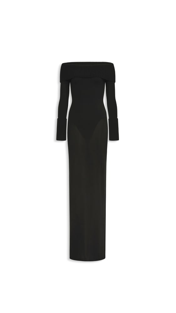 ROBE ÉPAULES NUES EN MAILLE MÉRINOS