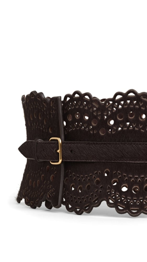 CEINTURE BUSTIER EN CUIR PONY PERFORÉ