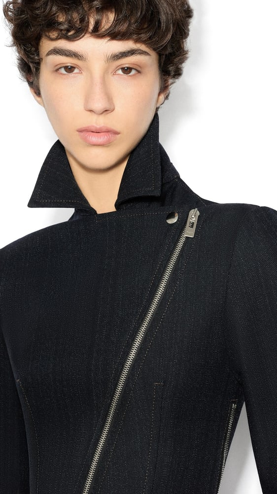 VESTE BIKER EN LAINE DENIM