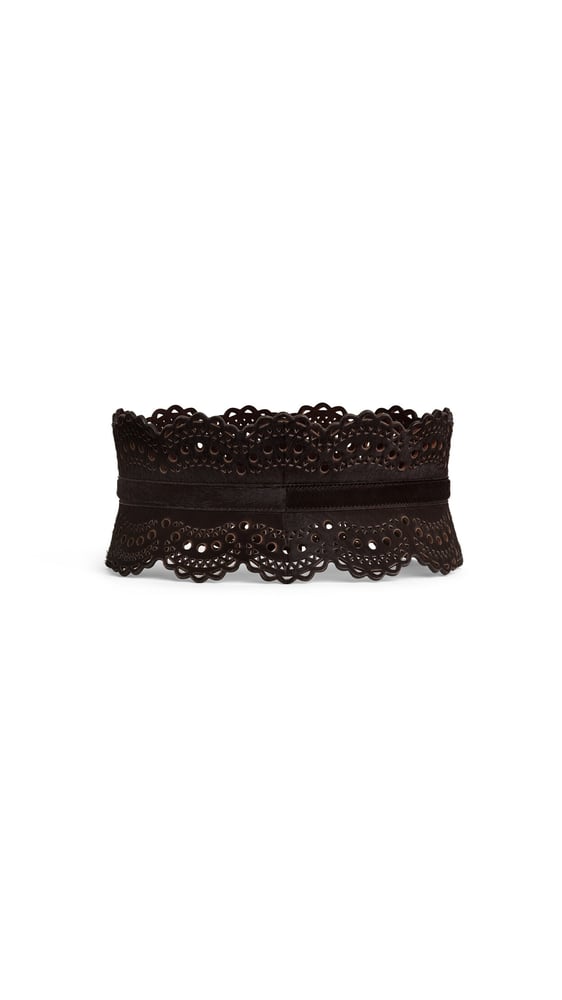 CEINTURE BUSTIER EN CUIR PONY PERFORÉ