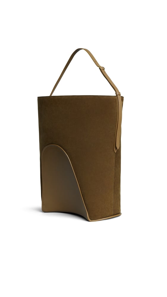 SAC HIP BUCKET LARGE BI-MATIÈRE EN CUIR