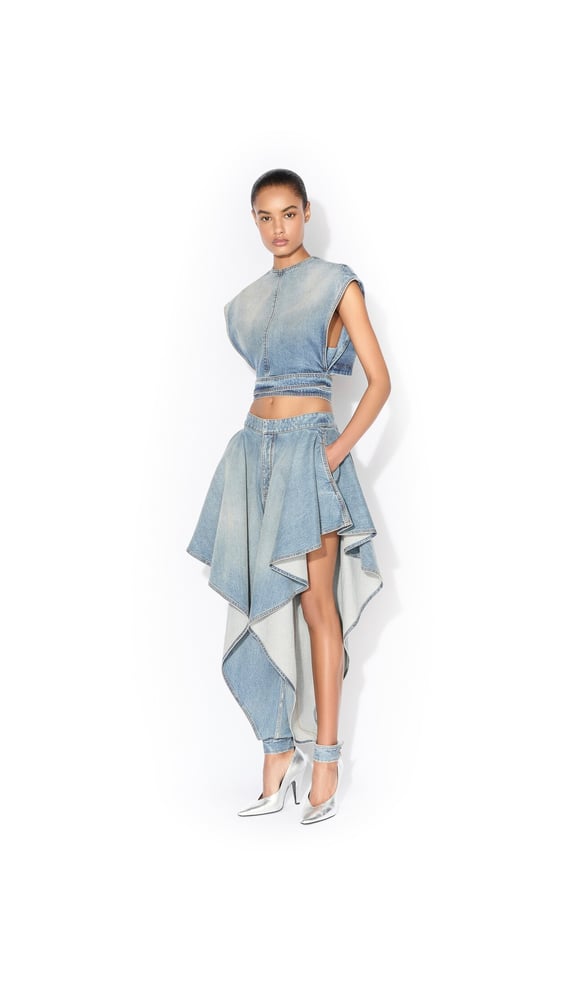 JEAN TRIANGLE EN DENIM DÉLAVÉ
