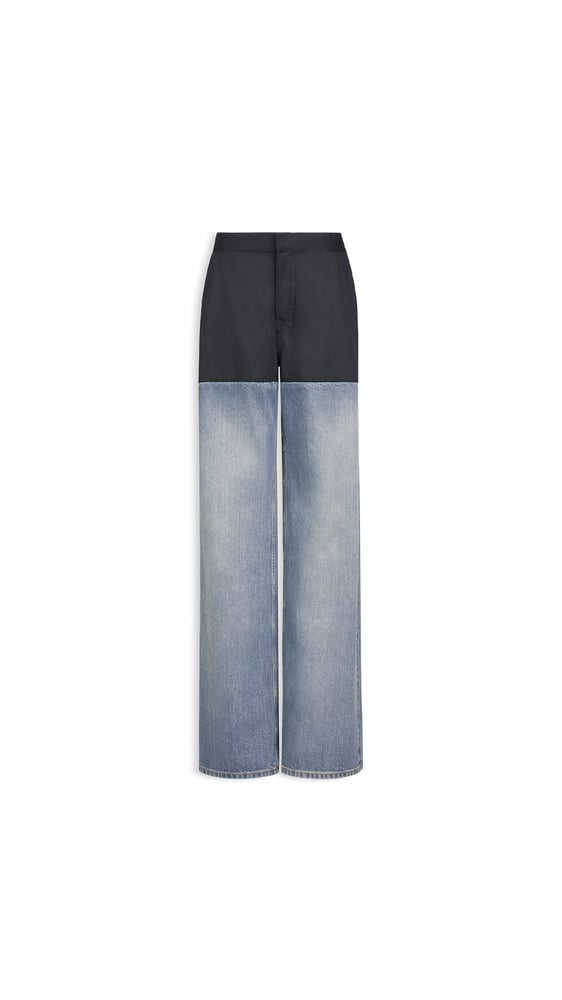 PANTALON BI-MATIÈRE EN DENIM