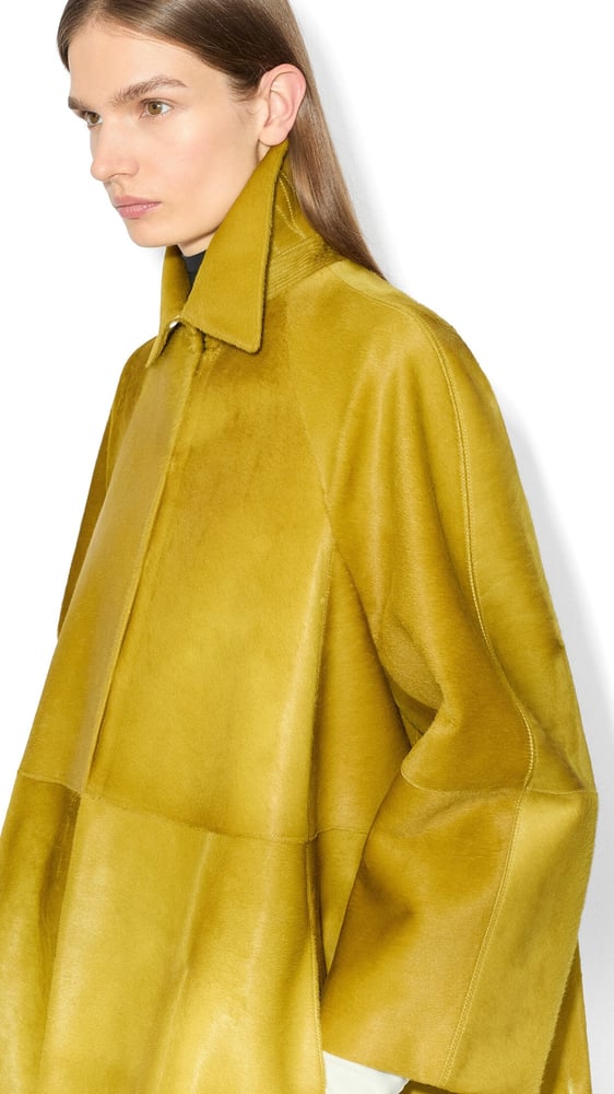 MANTEAU TRAPÈZE LONG EN CUIR PONY
