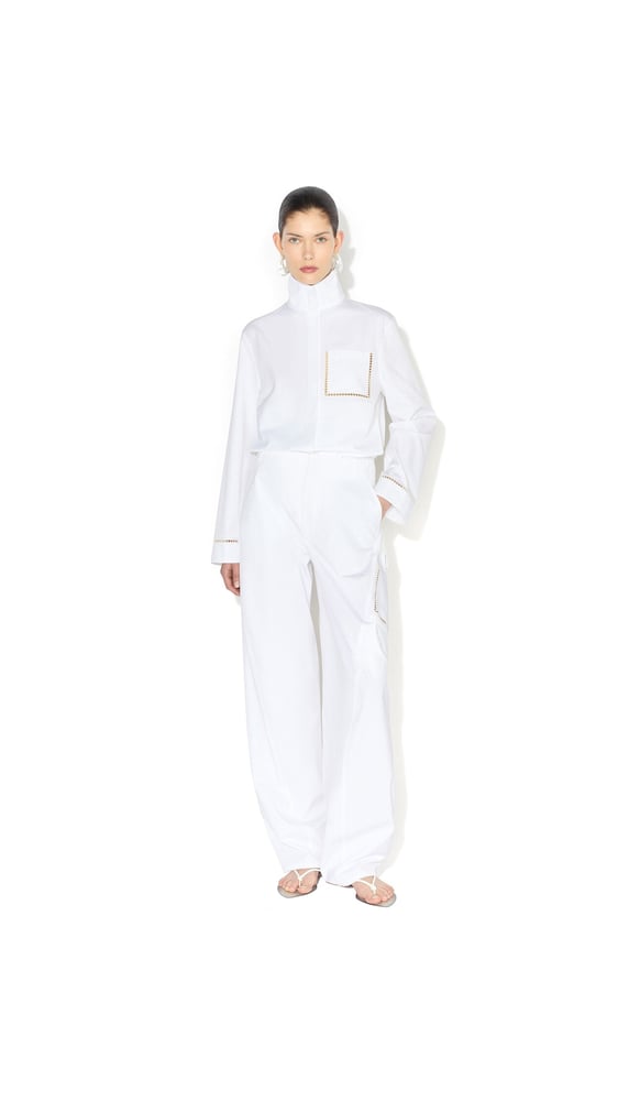 CHEMISE AJOURÉE EN POPELINE DE COTON