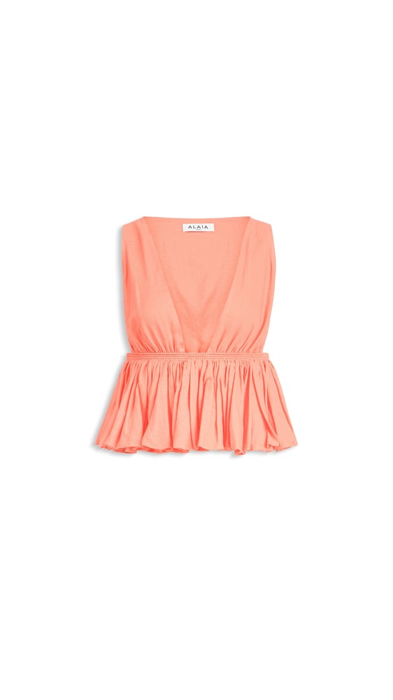 TOP PÉPLUM EN COTON ET LIN MÉLANGÉ