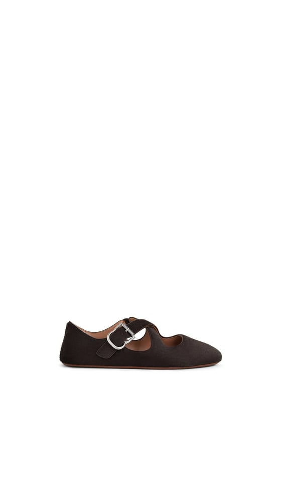 BALLERINES CRISS CROSS EN CUIR EFFET PONY