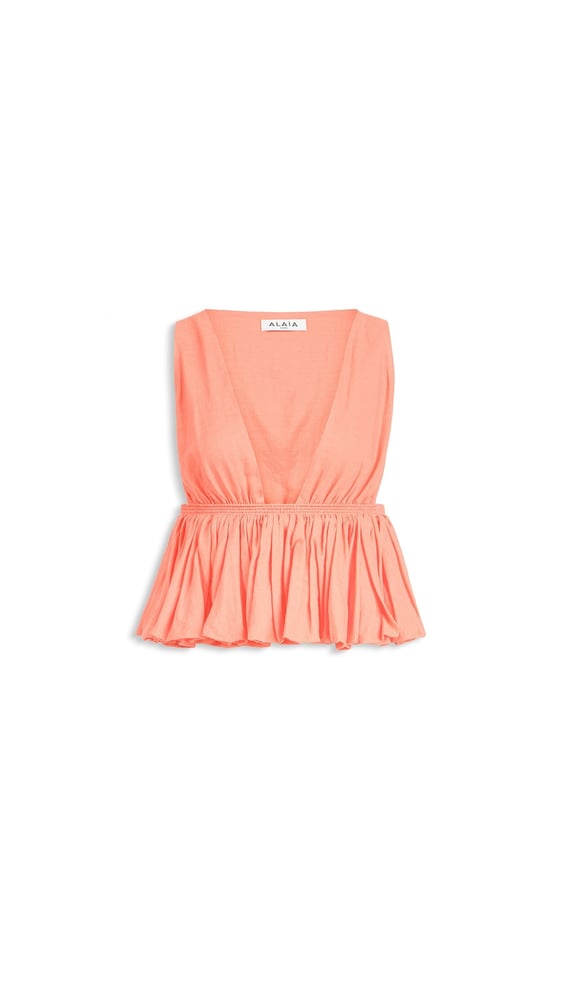 TOP PÉPLUM EN COTON ET LIN MÉLANGÉ