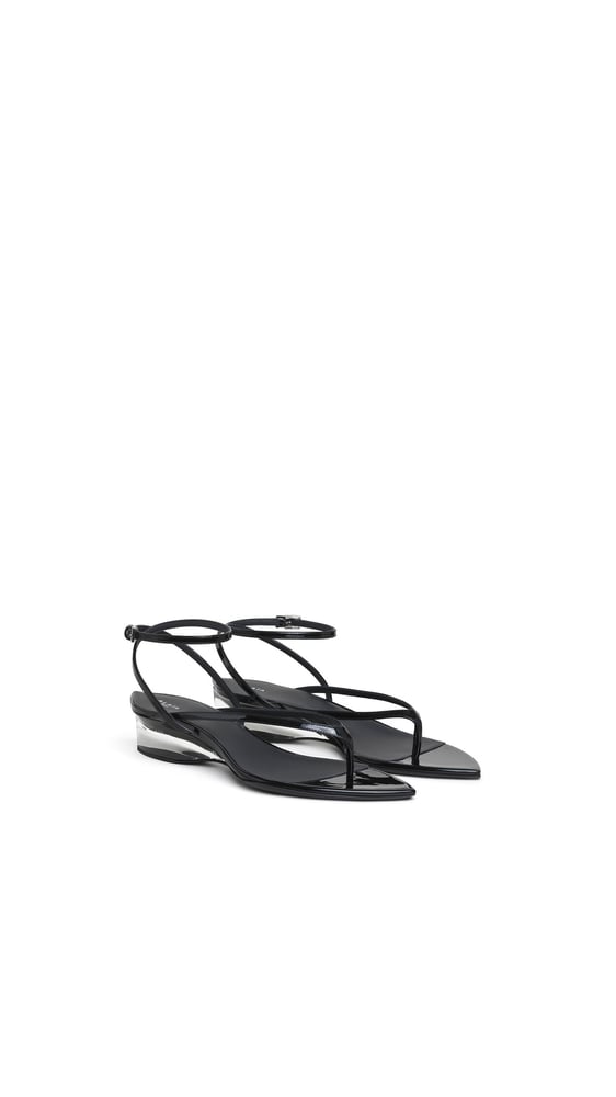SANDALES INVISIBLE EN CUIR VERNI