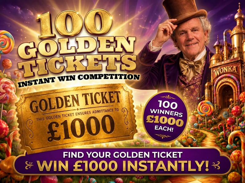 100 Golden Tickets - Win £1,000 Instantly