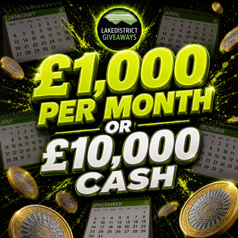 £1,000 every month for a year or £10,000 cash