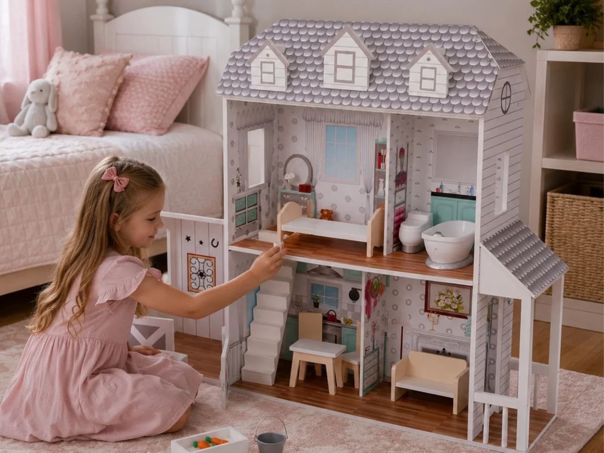 Teamson Kids 2-Story Wooden Dollhouse - Autodraw