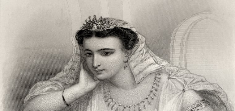 Engraved portrait of Cleopatra VII, Queen of Egypt, from World Noted Women, 1858.