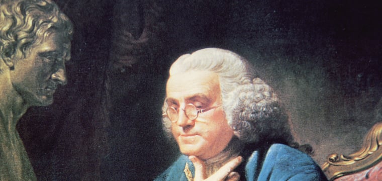 Benjamin Franklin portrait painting for history quiz