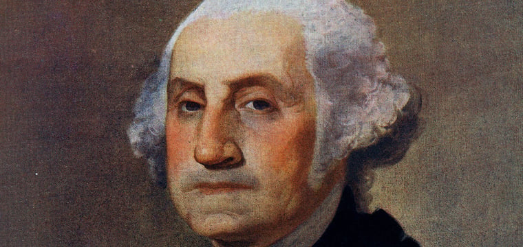 Portrait of George Washington, first President of the United States and Revolutionary War general.