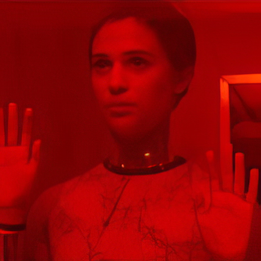 Sample training image of Ava in red light with caption
