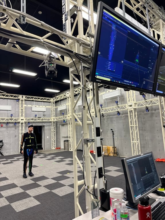 Federico Arboleda wearing a motion capture suit