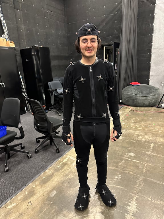 Actor in motion capture suit