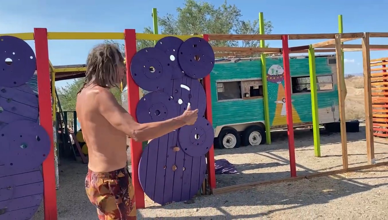 Filmmaker conducting fieldwork in the Slab City desert environment