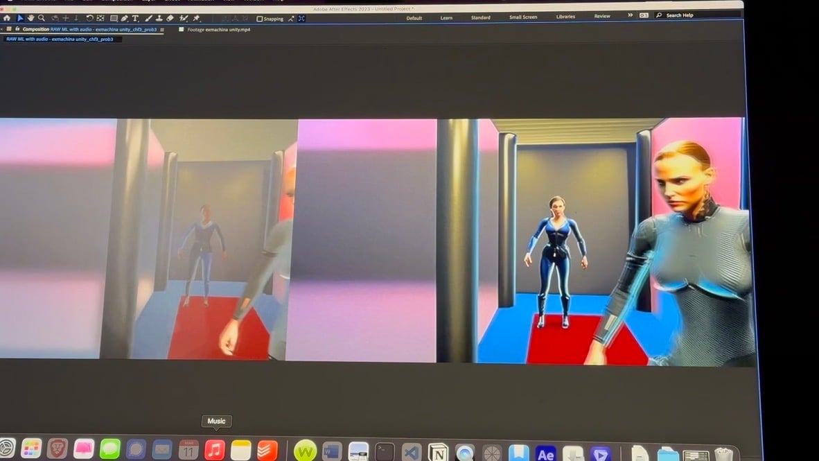 Side-by-side comparison of Unity render and early AI enhanced render