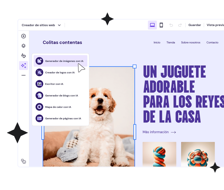 Creador de sitios web con herramientas de IA