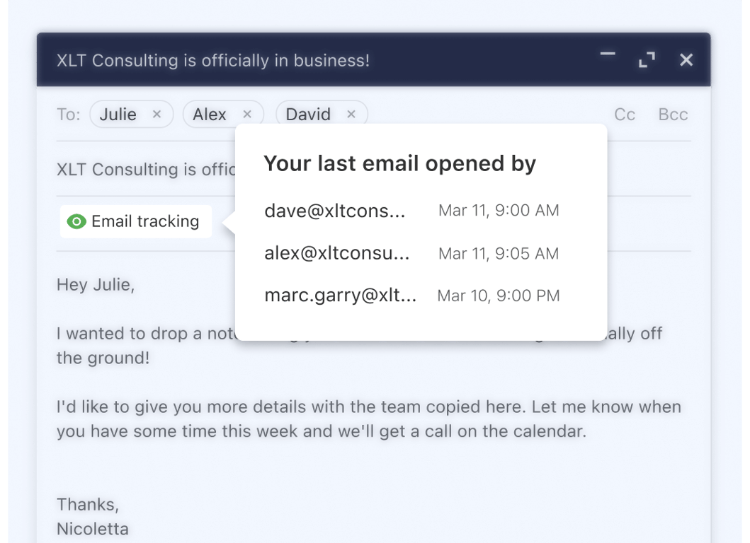 Know when your recipient opens your emails