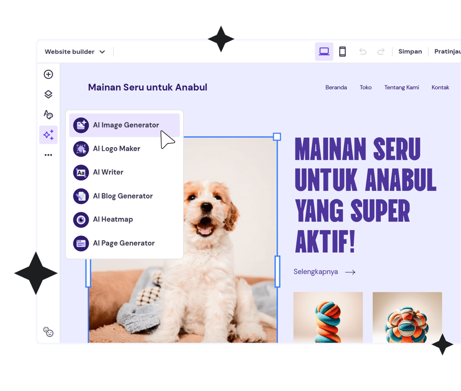 Website Builder dengan tool AI