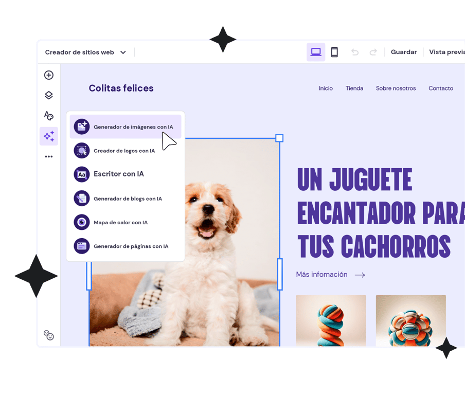 Creador de sitios web con herramientas de IA