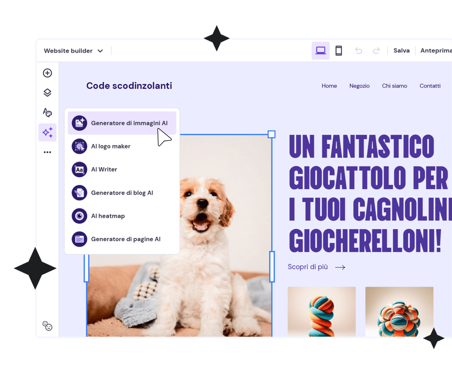Website builder con strumenti AI