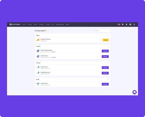 hPanel homepage