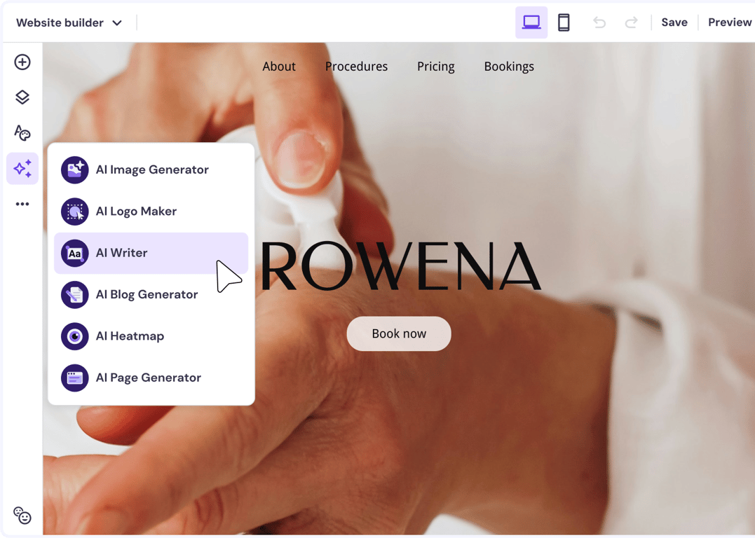 Website builder with AI tools