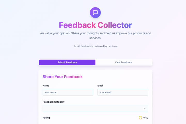 Aplicação de recolha de feedback