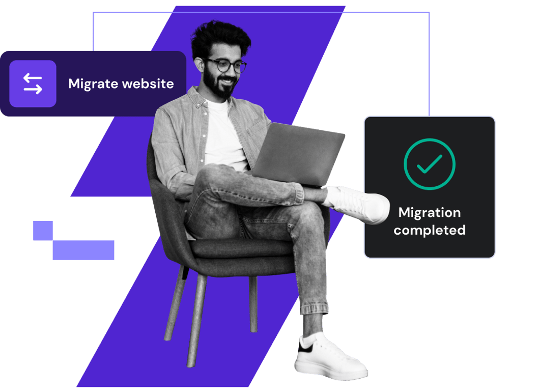 Ilustrasi migrasi website sukses: panduan lengkap untuk klien dengan visualisasi konsep digital