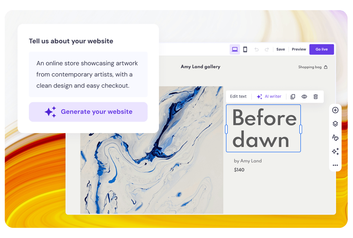 <span class='header__heading-discount'>Crea facilmente un sito web</span> con l'AI Website Builder