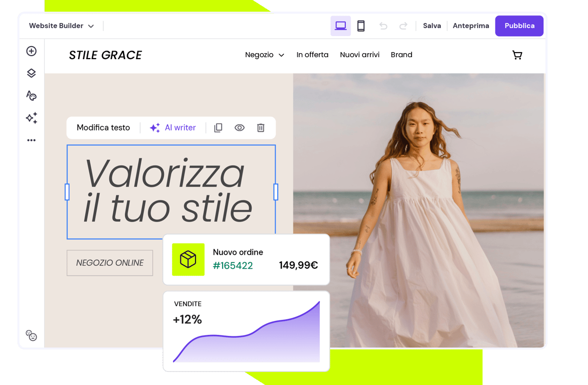 Crea un sito e-commerce con l'AI e <span class='header__heading-discount'>inizia a vendere oggi</span>