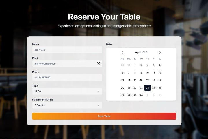 Aplicação para reservas de restaurantes